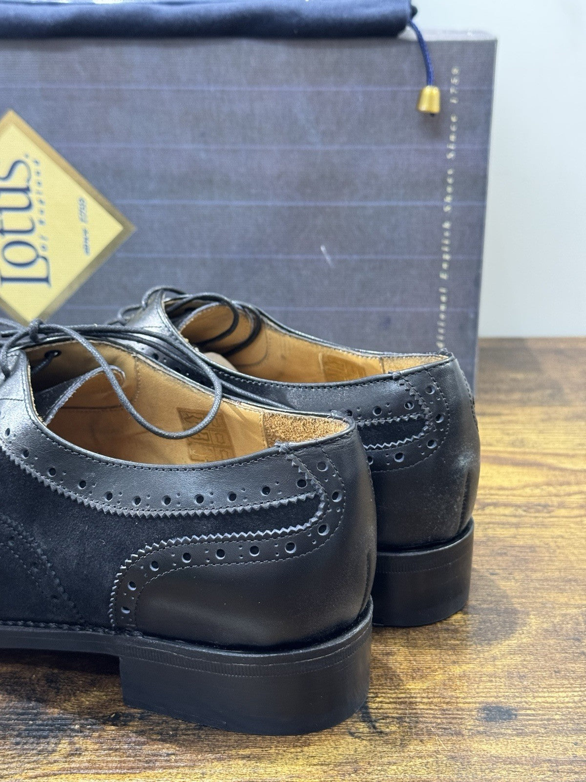Lotus Of England Stringata Pelle Nera Luxury Goodyear Handmade Scarpa Donna 41
