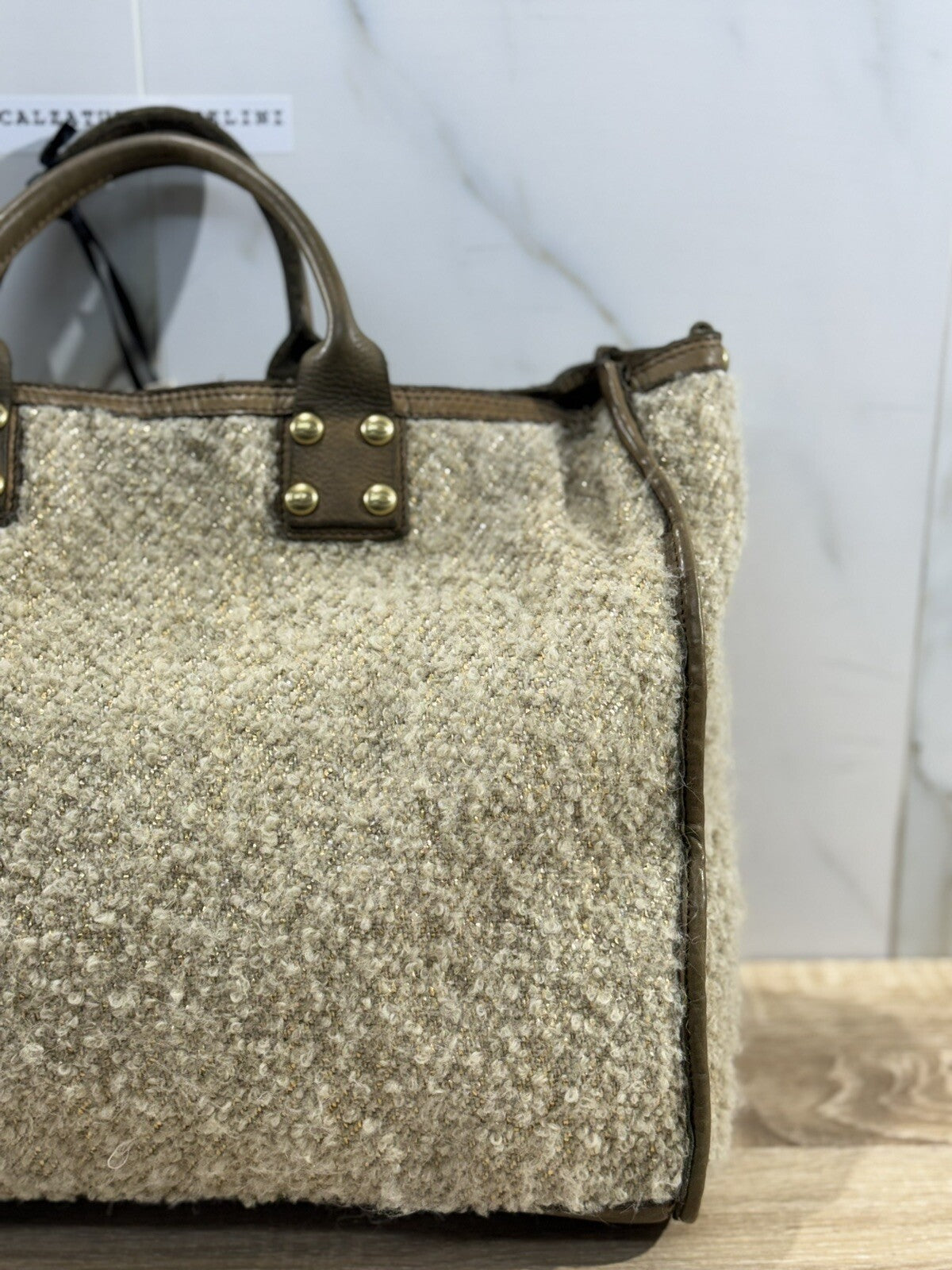 Campomaggi Borsa Donna Shopping Vacchetta Tessuto Verde Militare Luxury Bag 