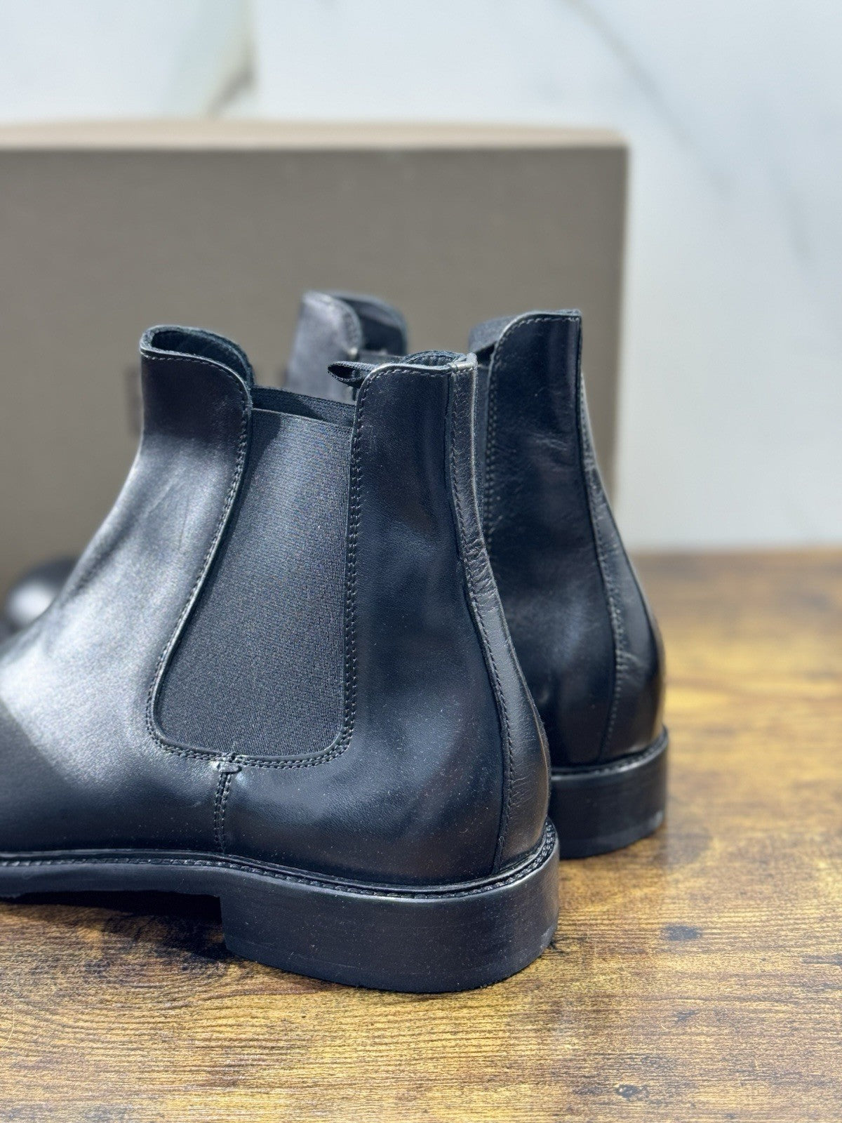 Pawelk’s Chelsea Boot Uomo Pelle Nera Hand  Made In Italy 45