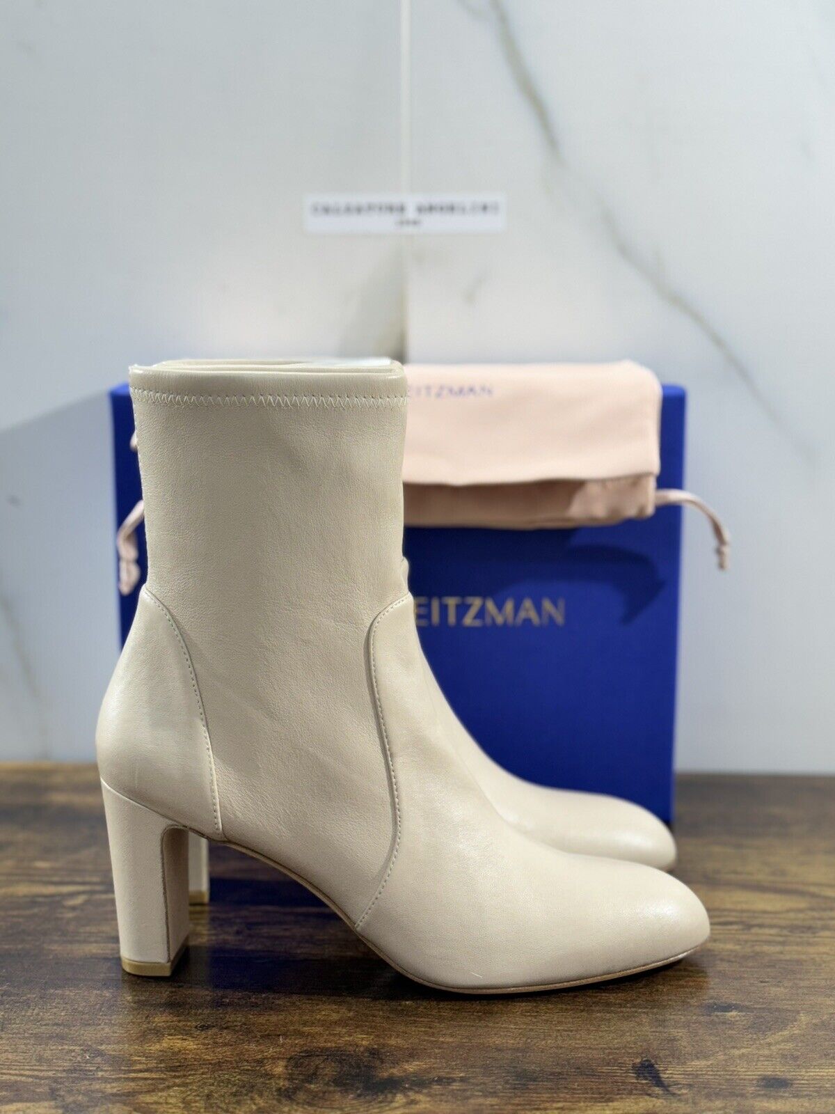 Stuart Weitzman Vida 75 Bootie Pelle Nappa Dune Luxury Boot 40