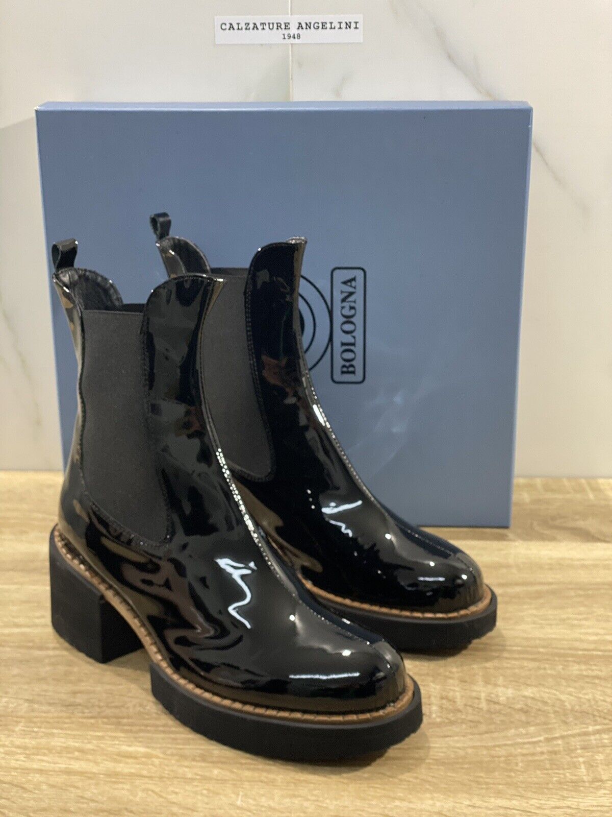 GP Bologna Chelsea boot donna vernice Nero casual boot cipria 41