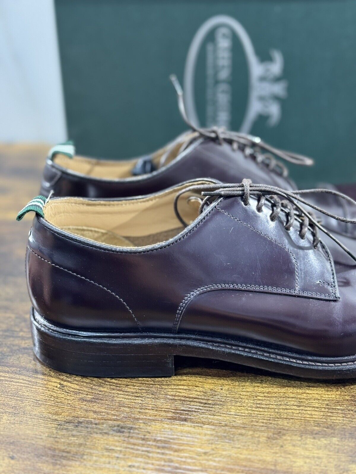 Green George derby Marrone  in pelle polished luxury men  Doppio Cuoio 41