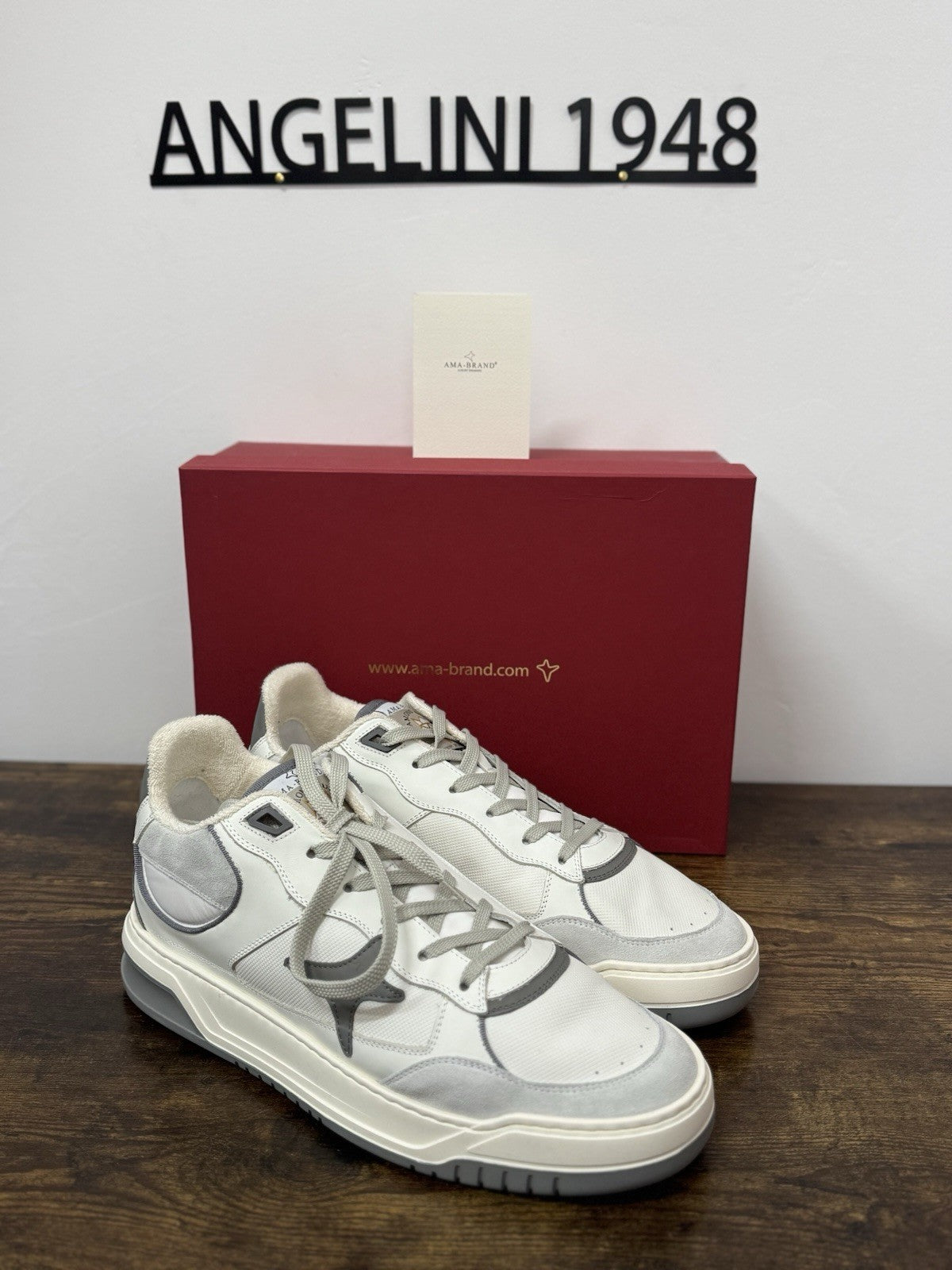 Ama Brand Sneaker Pelle Bianco Casual Made In Italy Uomo 45