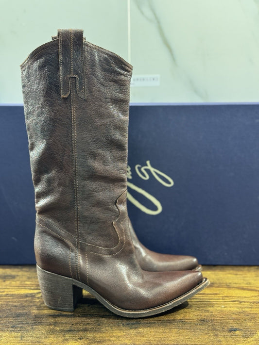 Stivale Cesare Marinucci Texano  Fatto A Mano Pelle Brown  Made in Italy 37