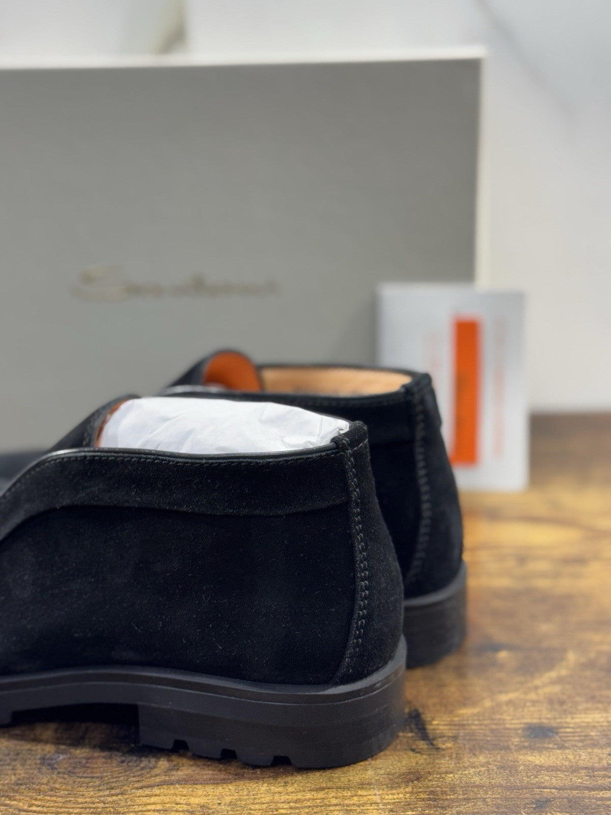 Santoni Polacco Open Walk Suede Nero Luxury Santoni Uomo 40
