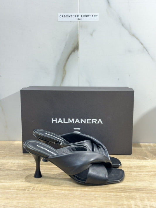 Halmanera Sandalo Donna Zena  In Pelle Nera  Luxury Shoes 38