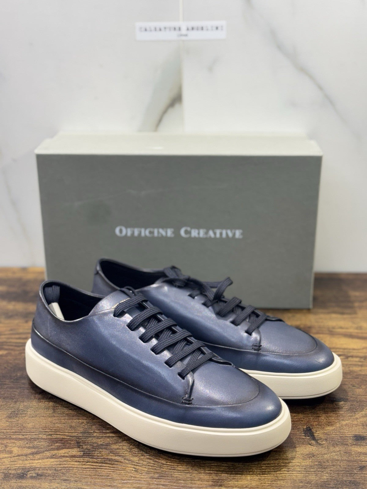 Officine Creative Sneaker Pelle Blu Marine Luxury Scarpa Uomo 46