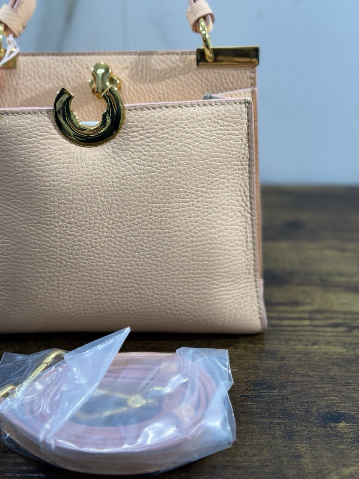 Coccinelle Borsa Donna A Mano Con Tracolla Salmone 100% Pelle 
