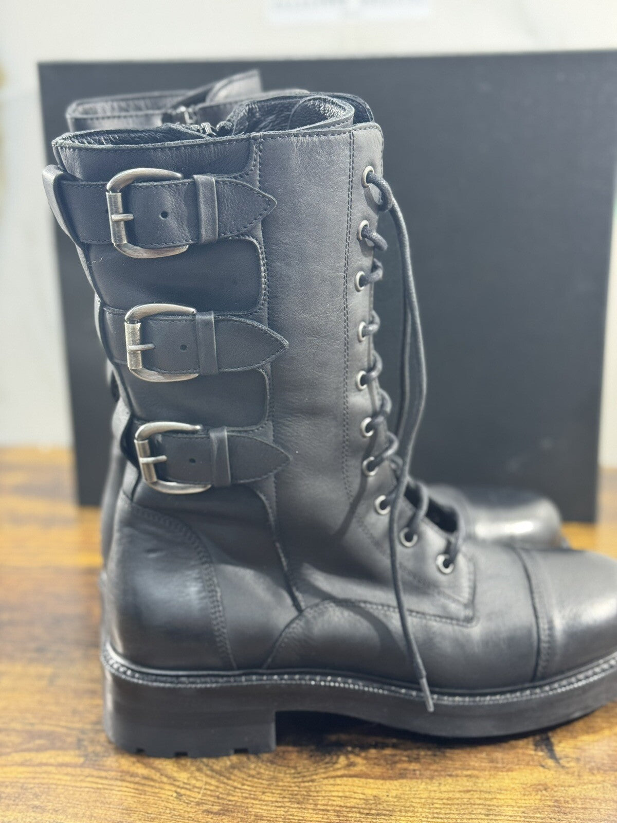 Strategia Biker Anfibio  Donna A5780 Pelle Nero Luxury Biker Boot Woman 41