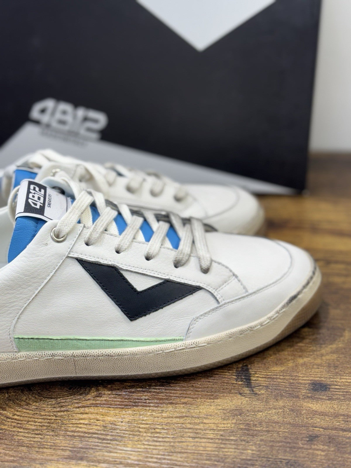 4B12 Sneaker Lakers Pelle Bianca Causal Uomo 45