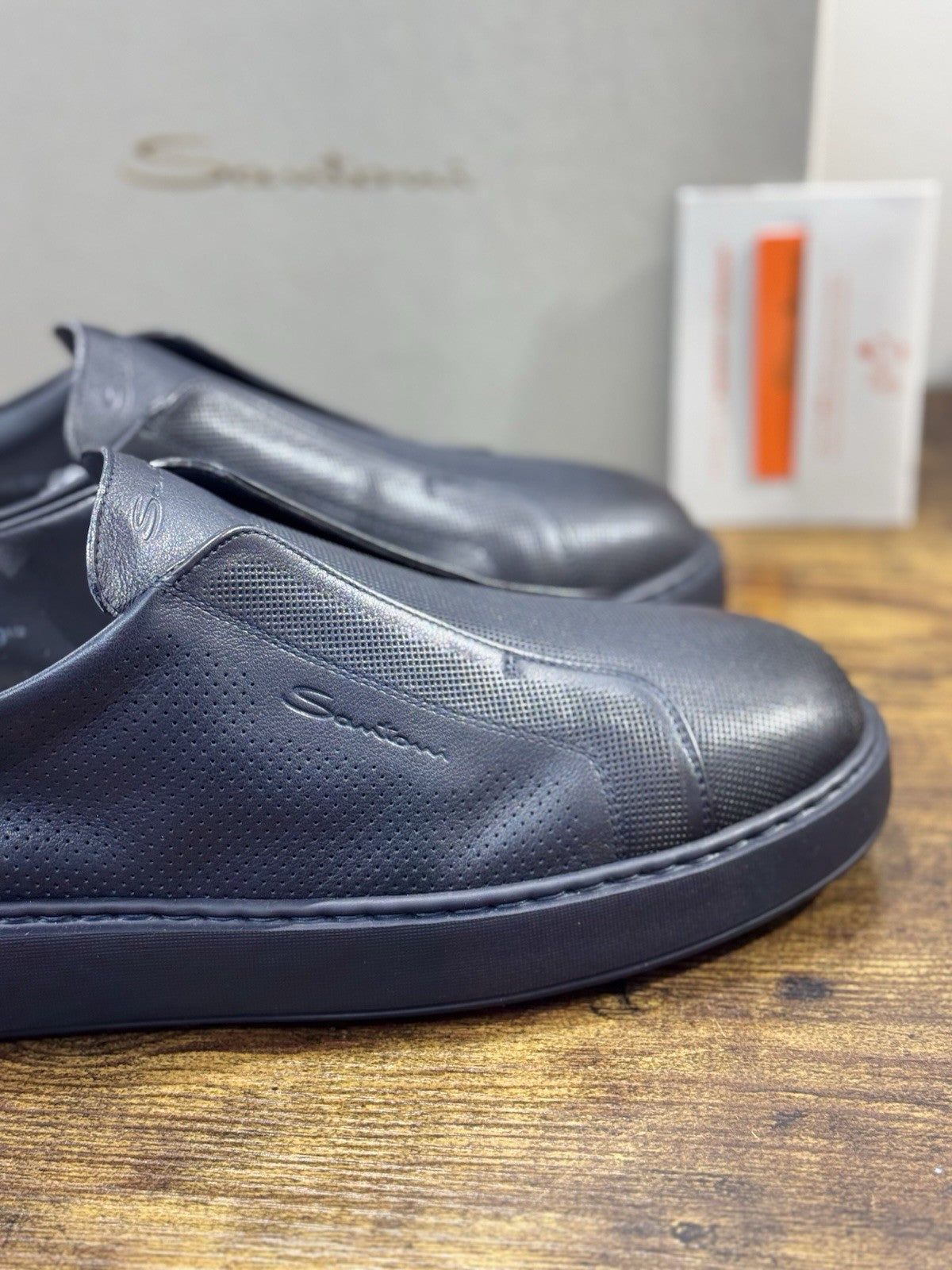 Santoni Sneaker No Lace Pelle Blu Icon Santoni Scarpe Uomo 42.5