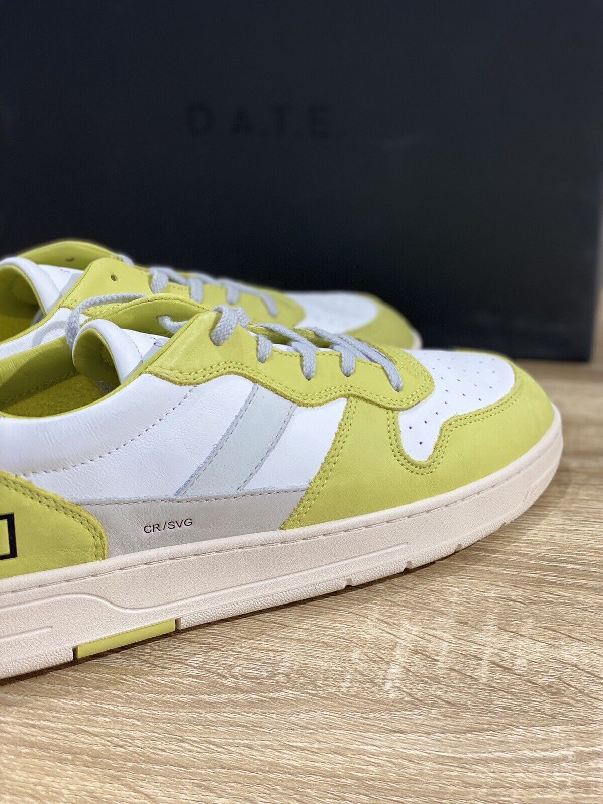 D.A.T.E Court Uomo  sneaker Pelle White Yellow Casual Shoes 45