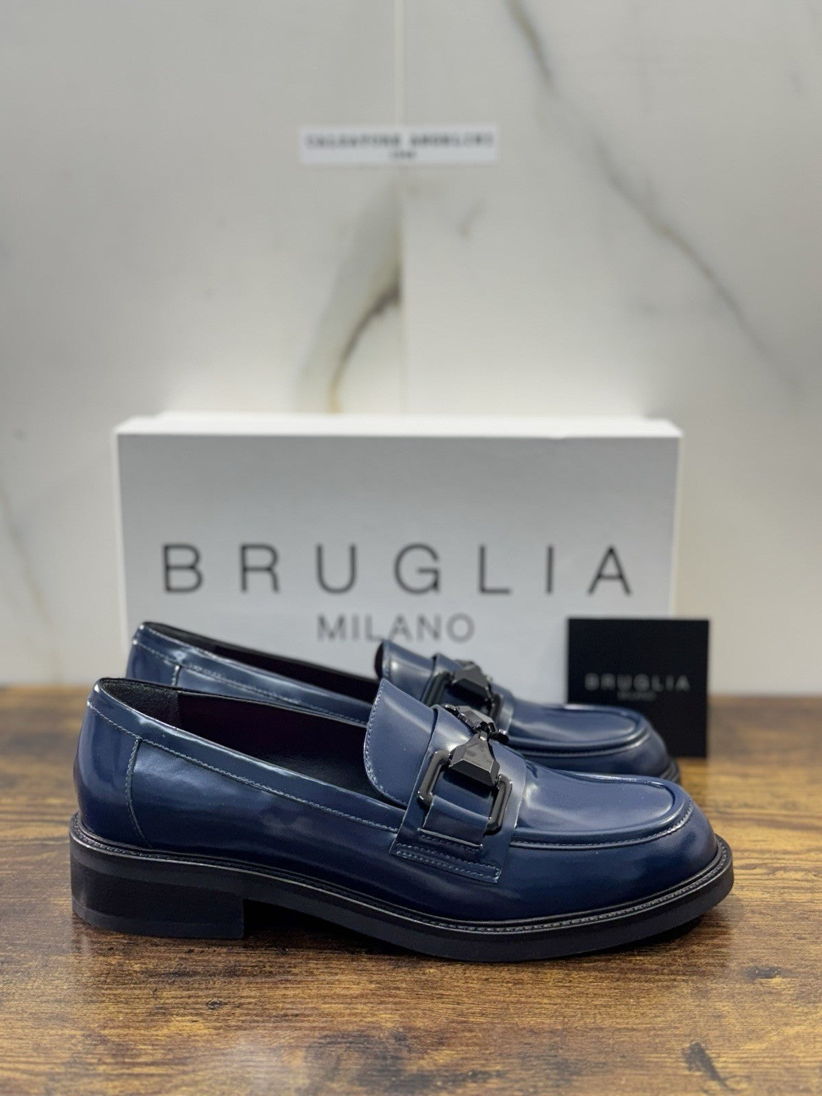 Bruglia Milano Mocassino Blu    Pelle  Top Quality Scarpe Donna 39