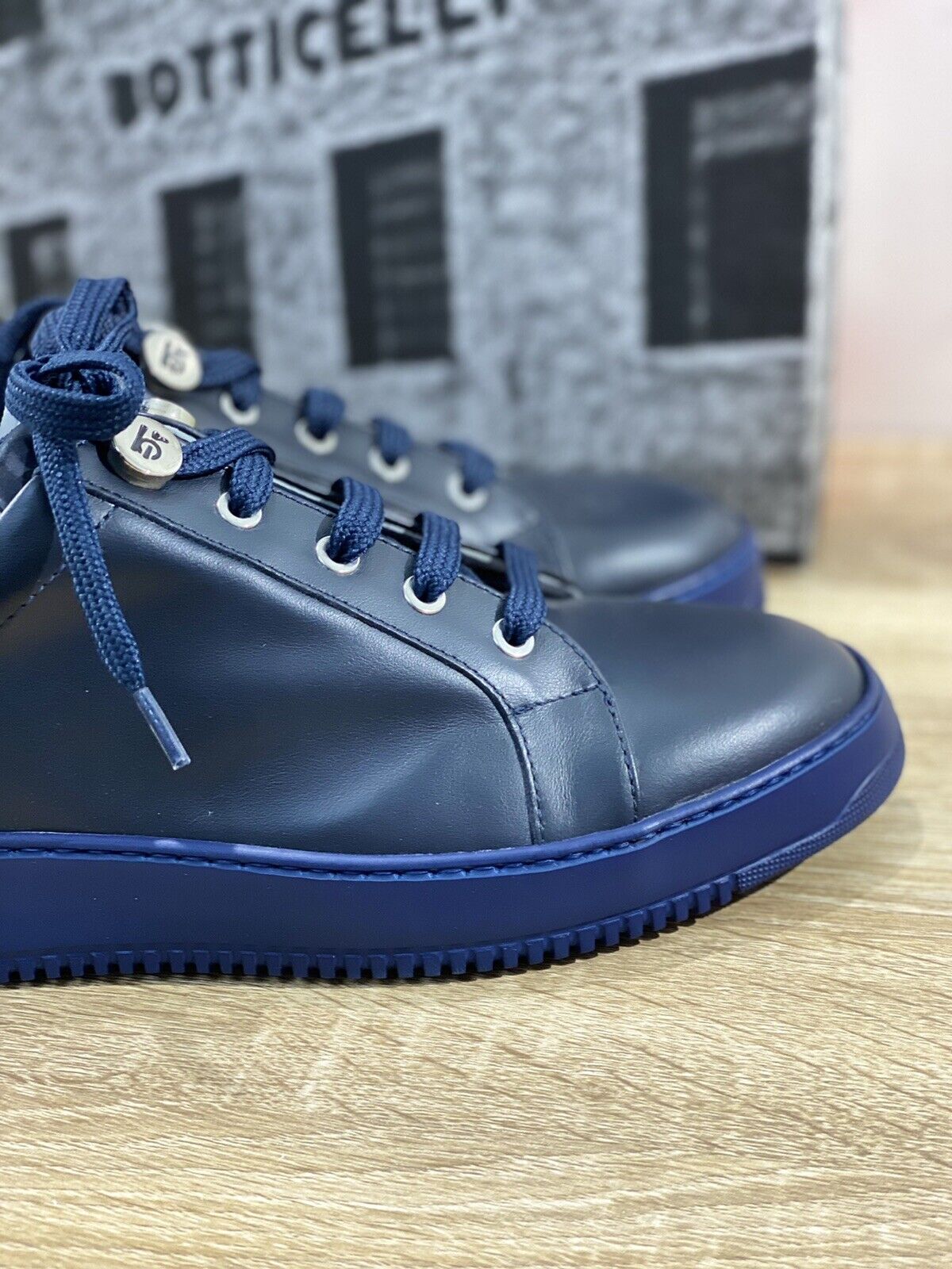 Botticelli Scarpa Uomo Icon Sneaker In Pelle Blu Luxury Made In Italy 40