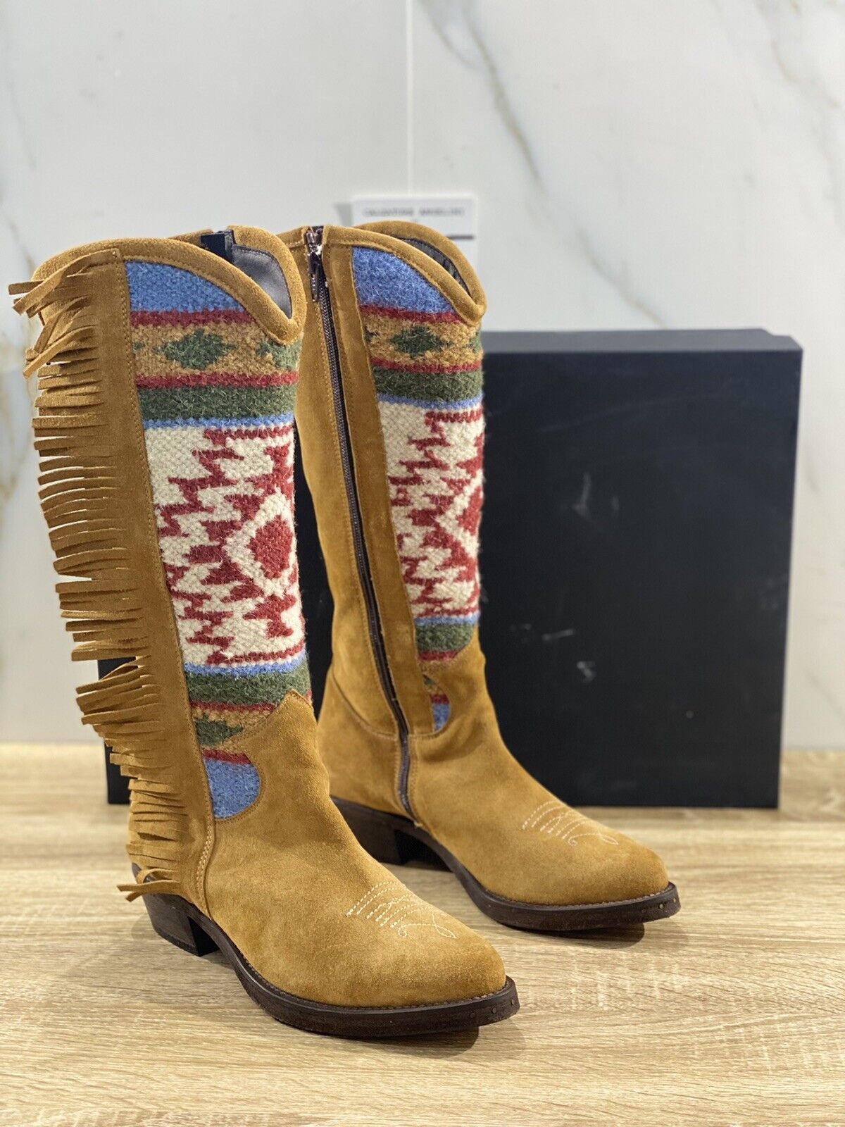 Passion Blanche Texano Donna Kilim In Crosta Cammello Luxury Boot 41