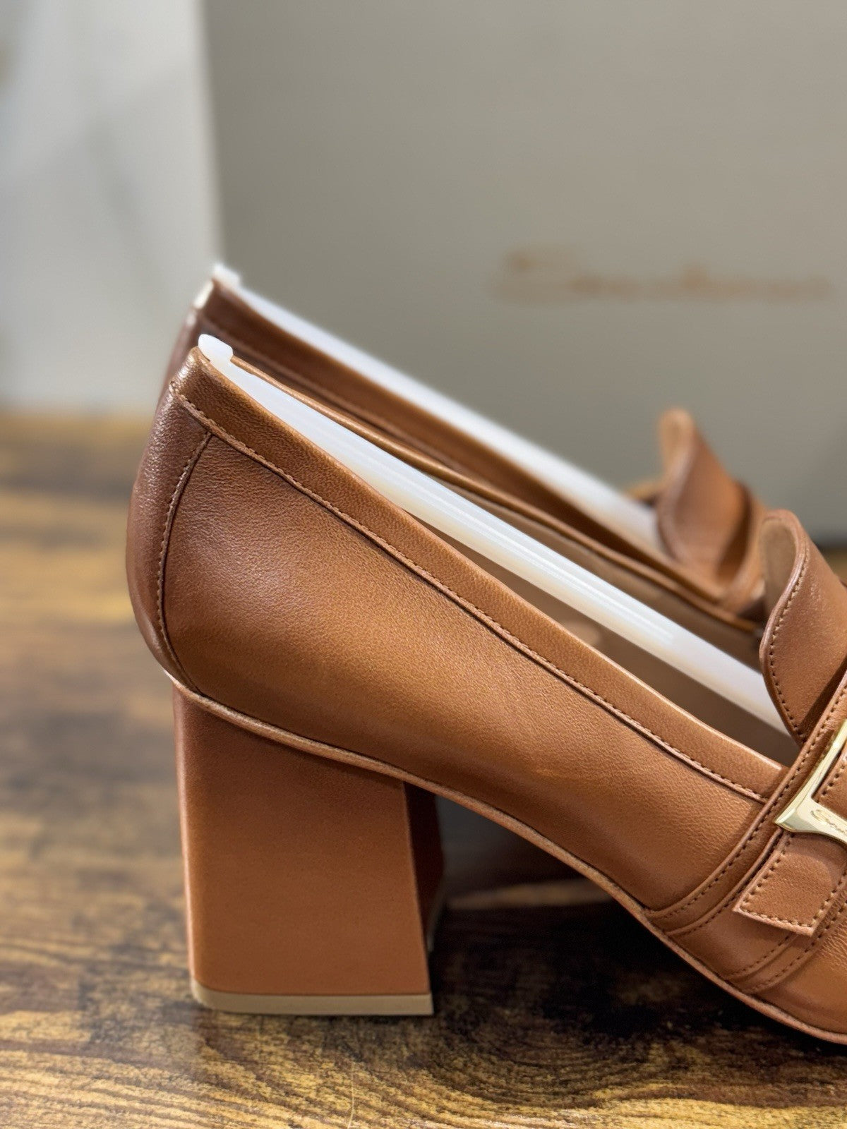 Santoni Mocassino Pelle Cuoio Con Tacco Goodyear Luxury Santoni Donna 39