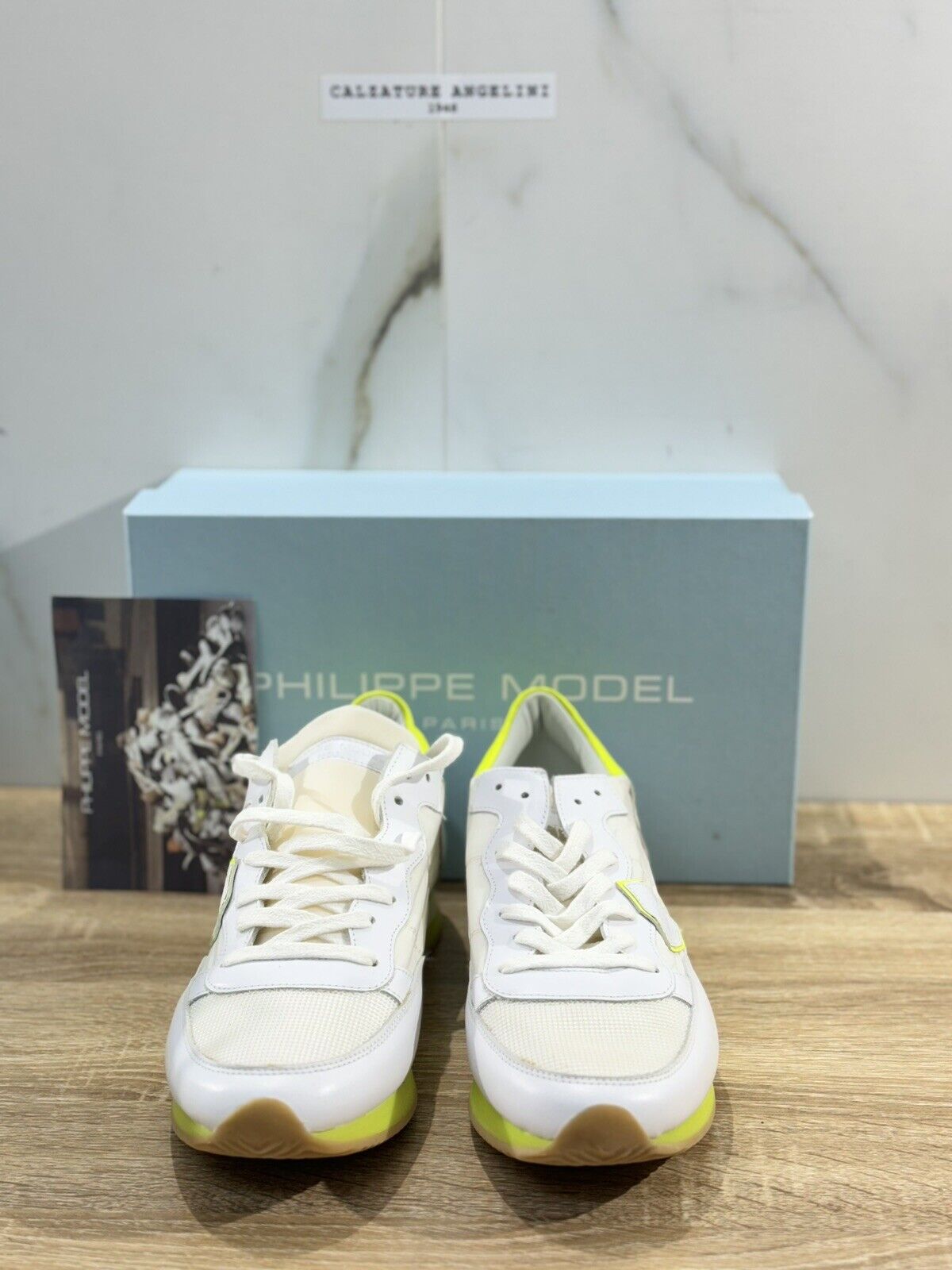 Philippe Model Tropez L  U Sneaker Uomo Pelle Bianca Neon    Causal Sneaker 45