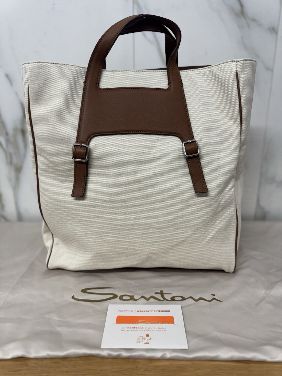 Santoni Borsa Shopping Unisex Pelle Cuoio Luxury Santoni Borsa Donna