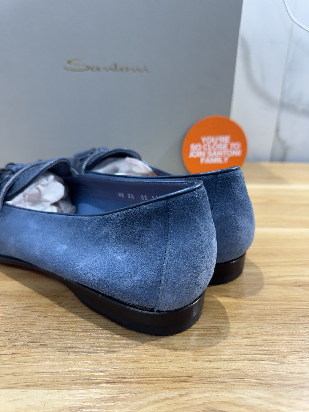 Santoni Mocassino Tassel Suede Light Blue Casual Santoni Goodyear Uomo  43.5