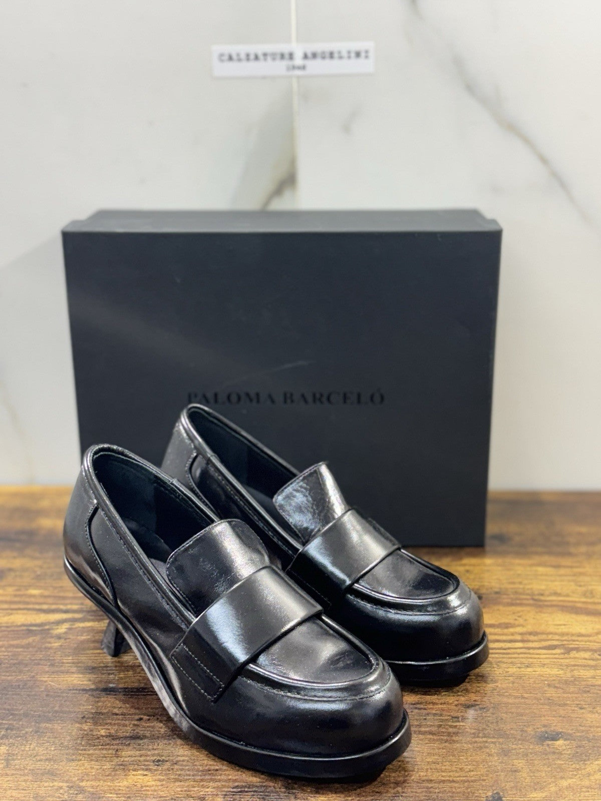 Paloma Barcelo’ Mocassino Nela     Pelle Nera Con Tacco     Casual Loafer 40