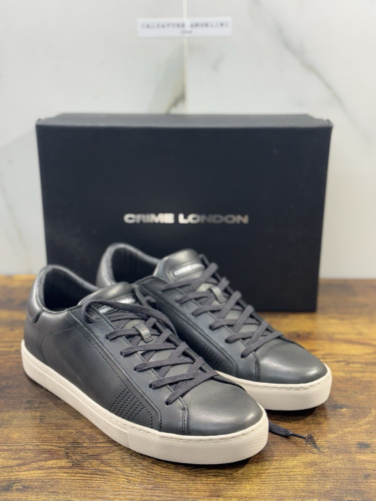 Crime London Sneaker Uomo Low Top Essential      Pelle  Nero Casual Men Shoes 42