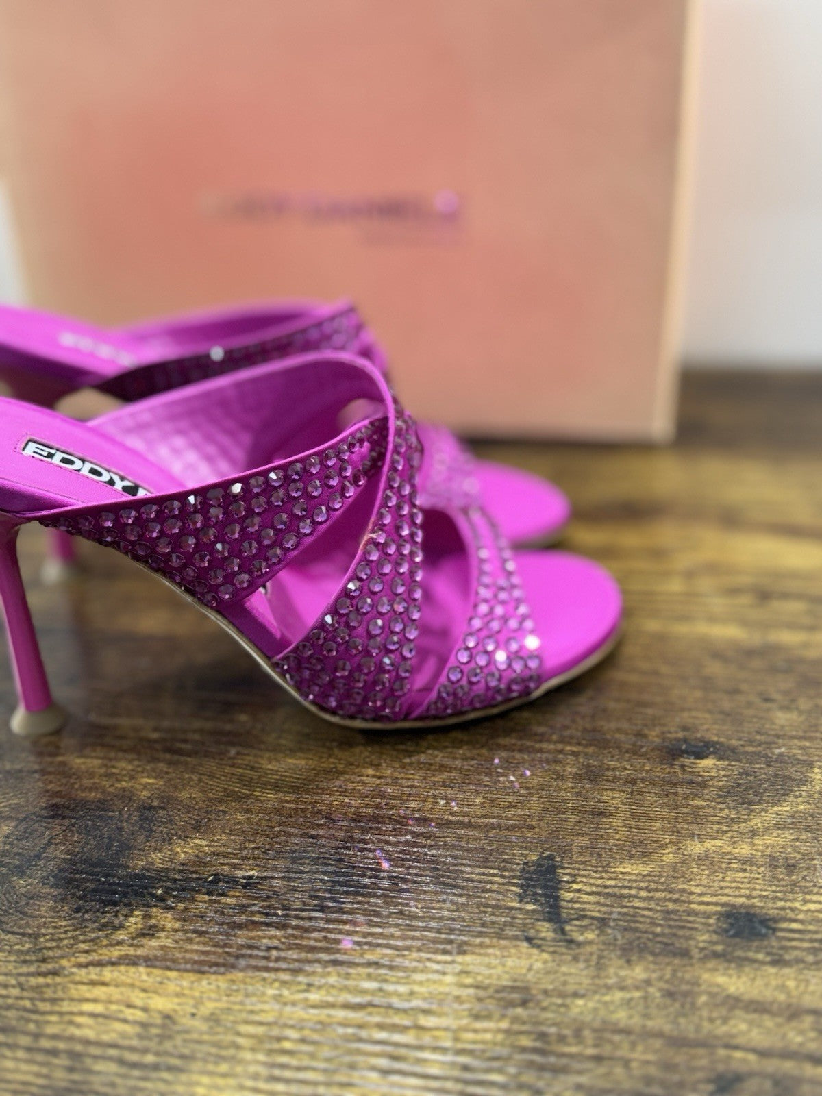 Eddy Daniele Sandalo Magenta   Real Swarovski Con Tacco Donna 37.5