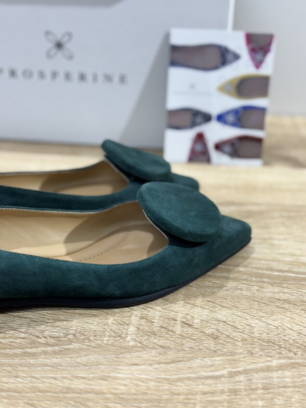 Prosperine Ballerina  donna in Suede Verde      luxury made in italy 37.5