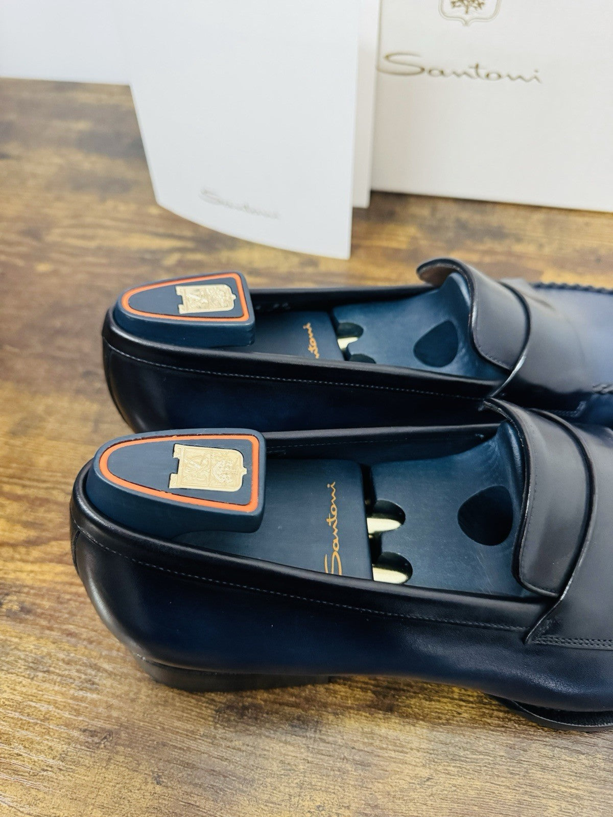 Santoni Mocassino Penny Collezione Meraviglia Limited Pelle Blu Luxury Uomo 42