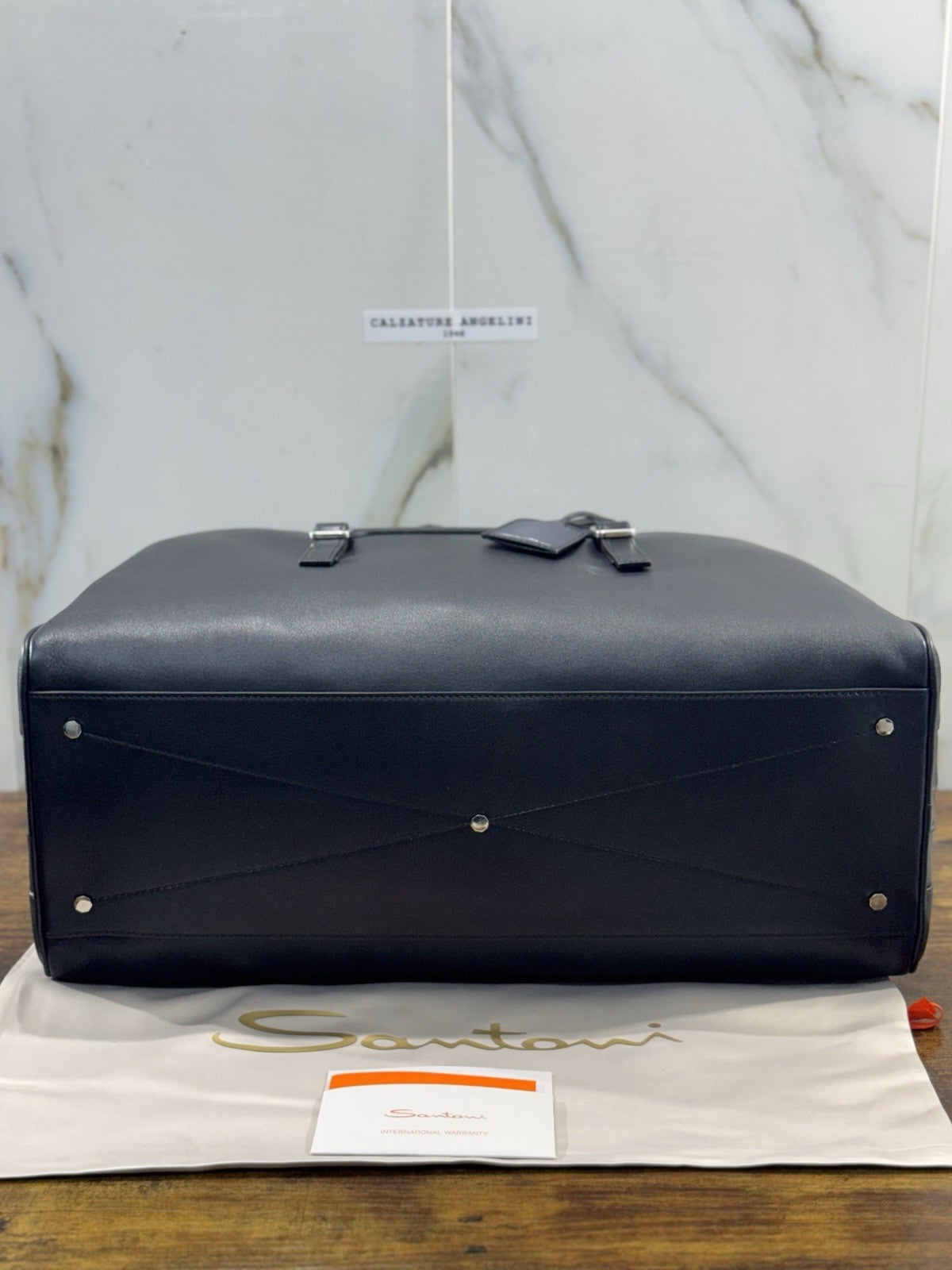 Borsone Weekend Viaggio Santoni Pelle Nero   Travel Bag Santoni Men Business
