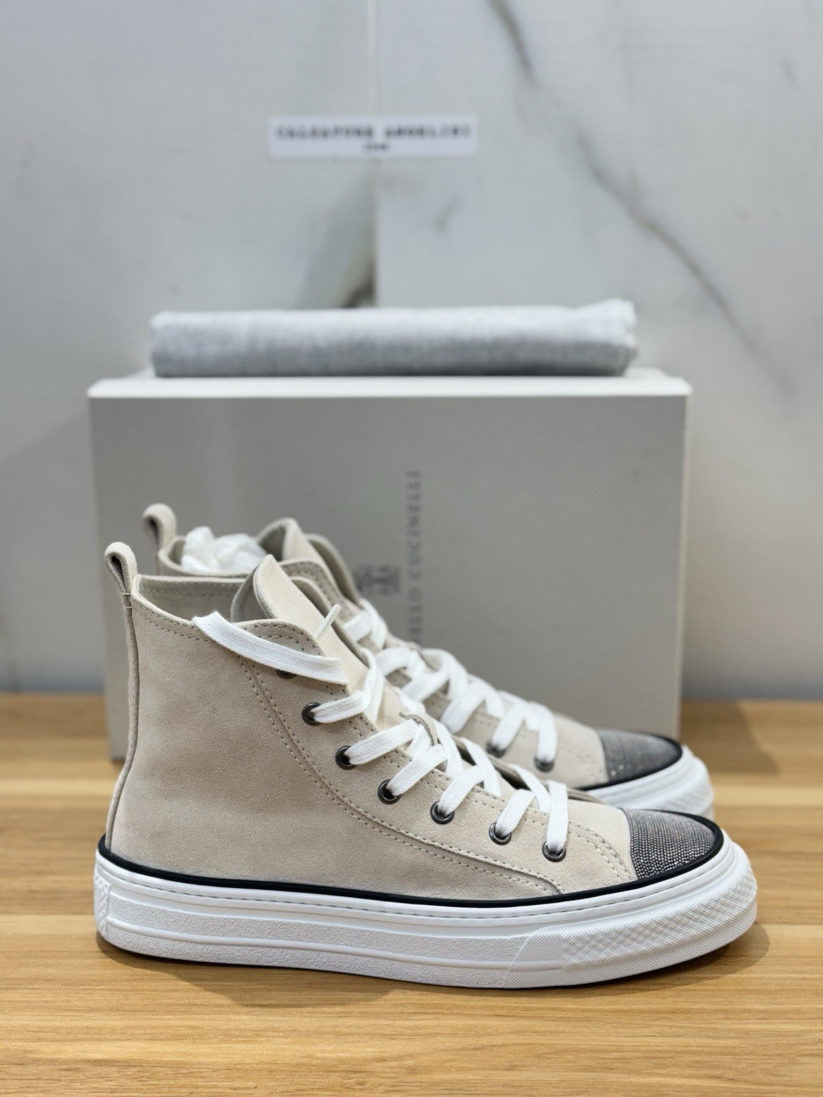 Brunello Cucinelli Sneaker  Suede Grey  Beige Luxury Cucinelli Scarpa Donna 36