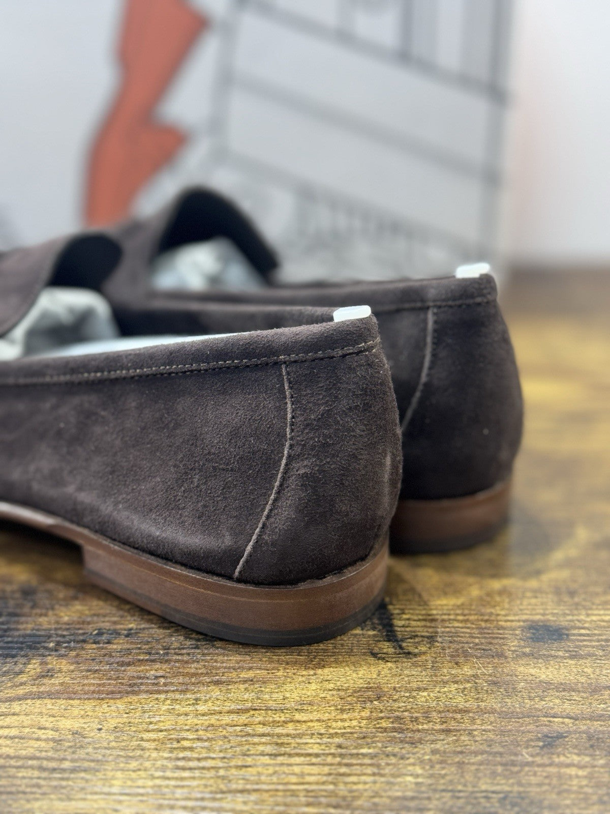 Il Mocassino Tasca Scarpa Suede Marrone 100% Fatta In Italia Mocassino Uomo 42
