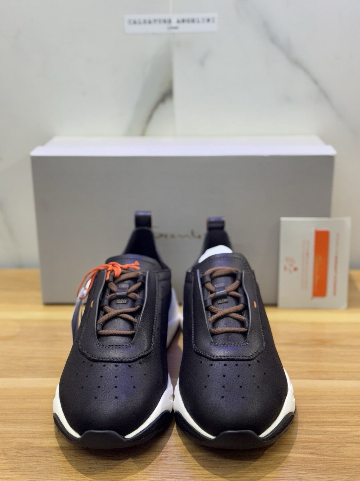 Santoni Innova Sneaker Pelle Brown Con Fur Luxury Santoni Scarpa Uomo 42