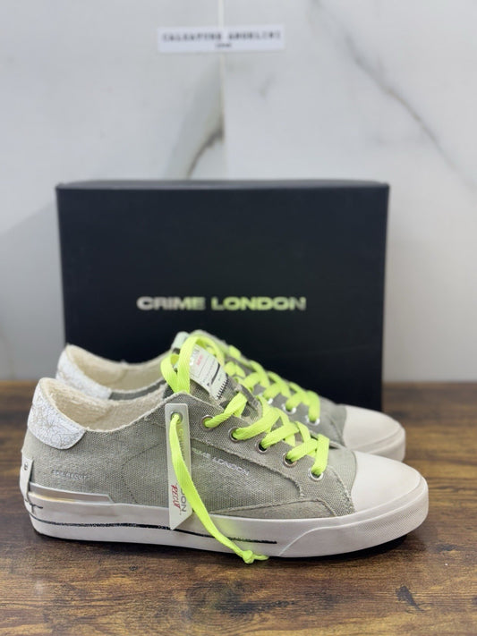 Crime London Sneaker Recut Low Canvas Verde Causal Uomo 44