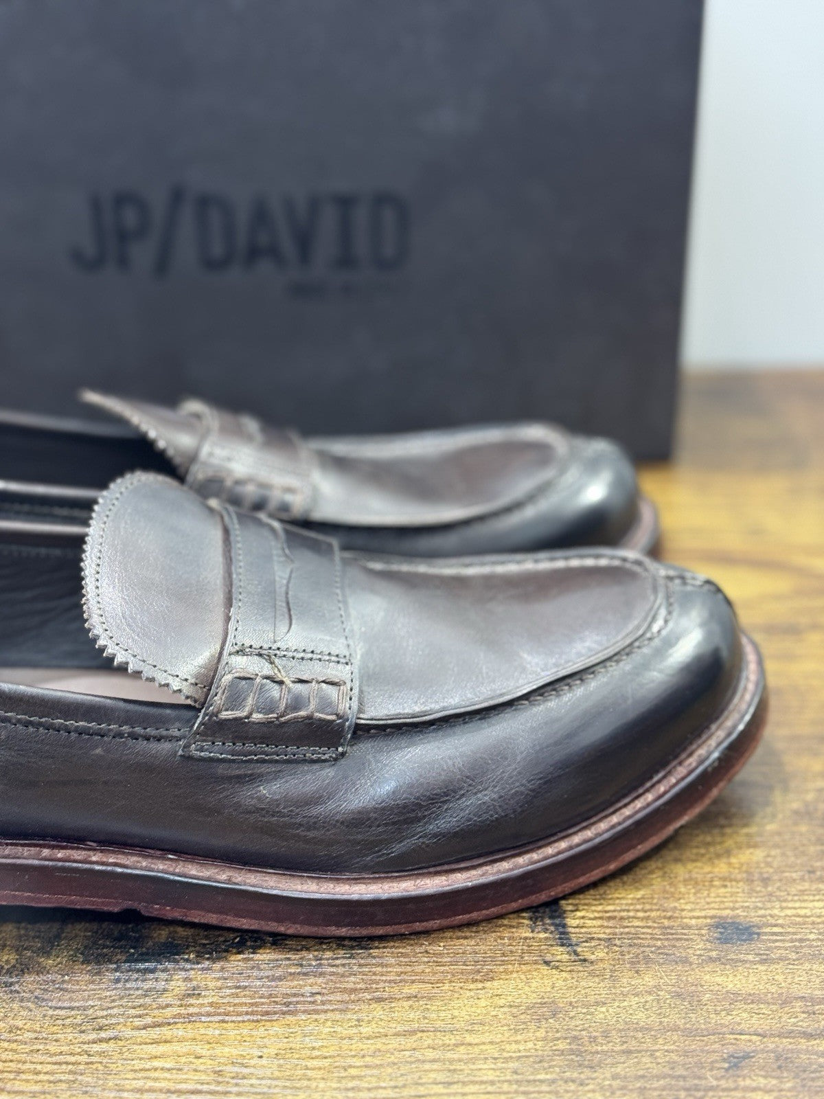 Jp David Mocassino Pelle Testa Moro 100% Made In Italy Casual 43