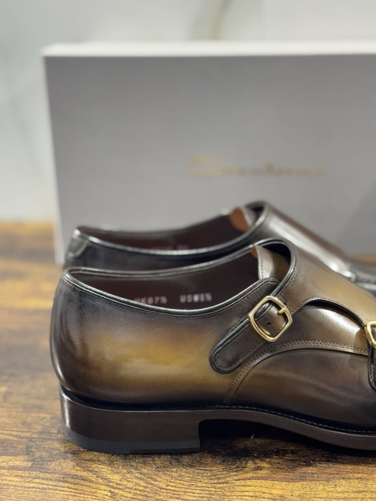 Santoni Doppia Fibbia Pelle Verde Goodyear Luxury Santoni Scarpa Uomo 41.5