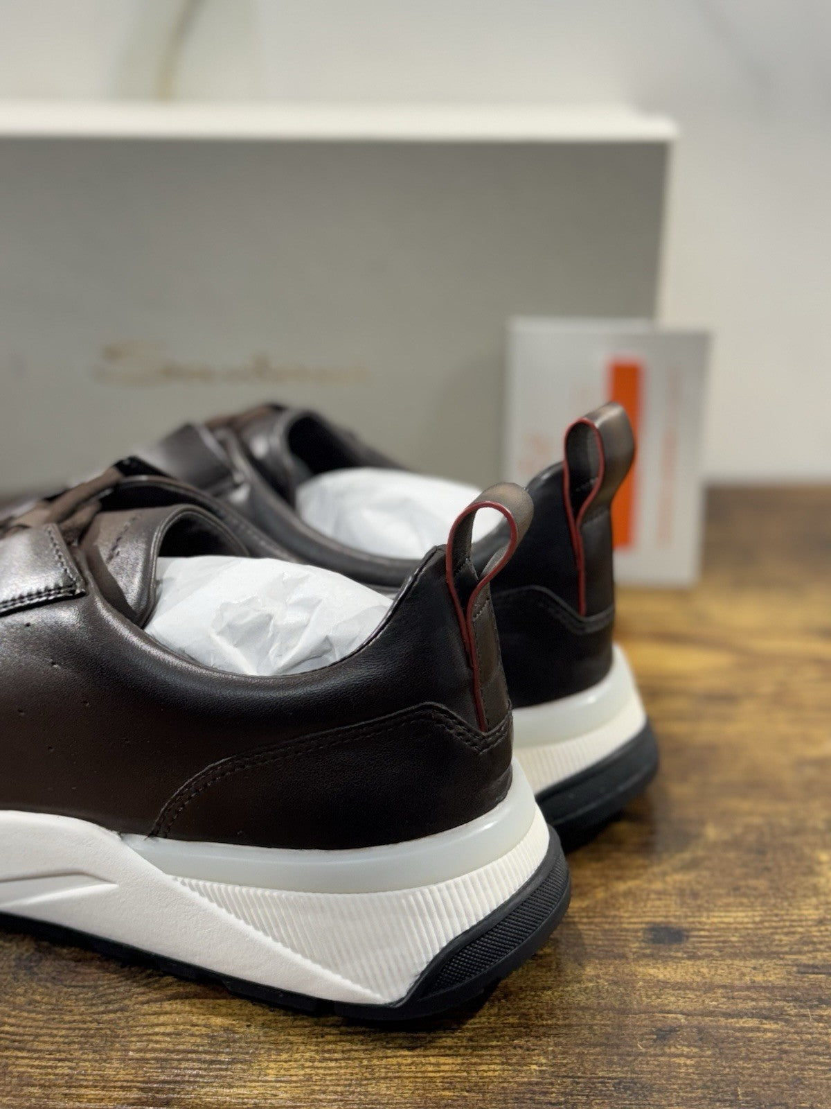 Santoni Sneaker Pelle Marrone  Luxury Men Santoni Shoes Icon Uomo 44.5