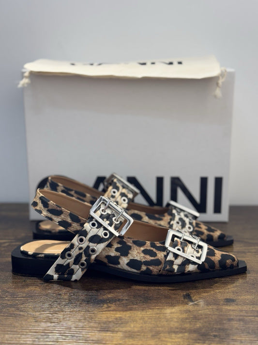 Ganni Ballerina Sling Back In Leopard   Casual Ganni Scarpa Donna 37