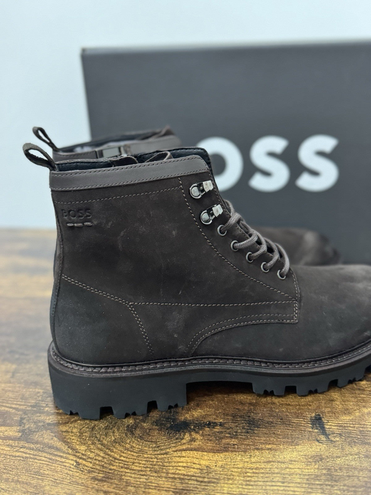 Boss Stivaletto Uomo Suede Dark Brown  Casual Boot Extra light Uomo 45