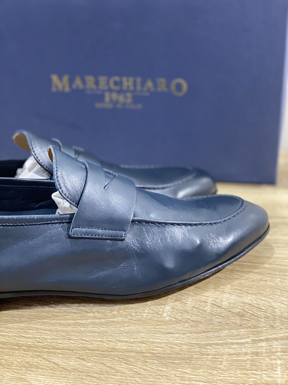 Marechiaro 1962 Mocassino Uomo Pelle Blu Fully Made In Italy 45