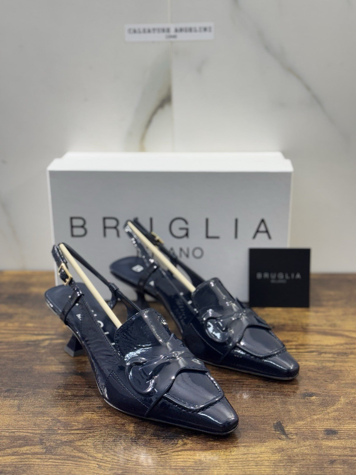 Bruglia Milano Slingback Blu   Tacco Top Quality Scarpe Donna 41