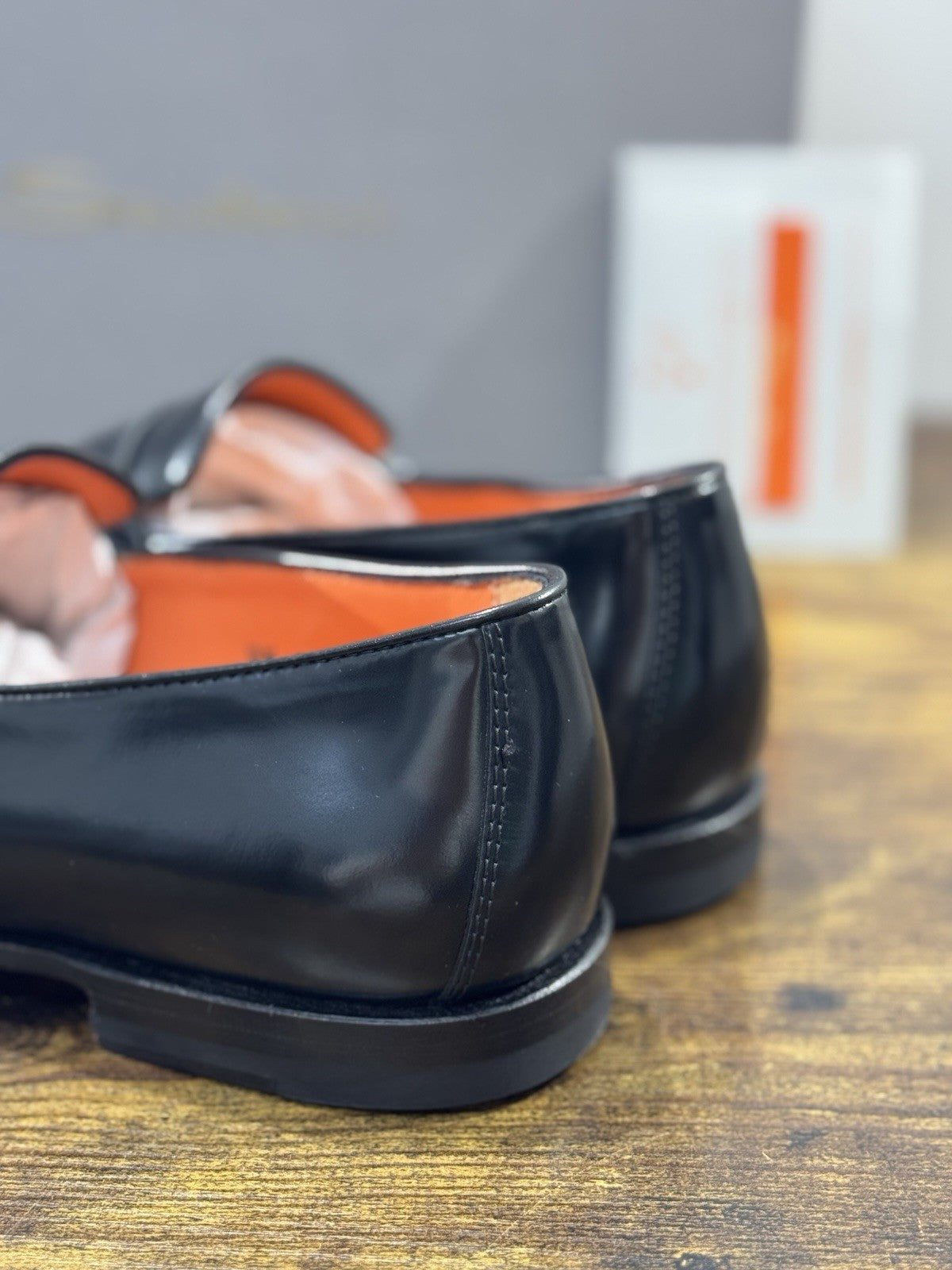 Santoni Doppia Fibbia Pelle Nero Goodyear    Luxury Santoni Scarpa Uomo 41