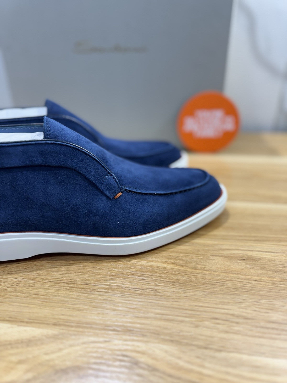 Santoni Polacchino  Summer Walk Suede Blu Luxury Santoni Scarpe Uomo 40