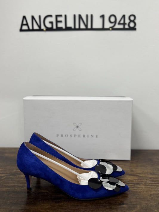 Prosperine Décolleté Pelle  Suede Bluette  Con Tacco  Scarpa Donna 40