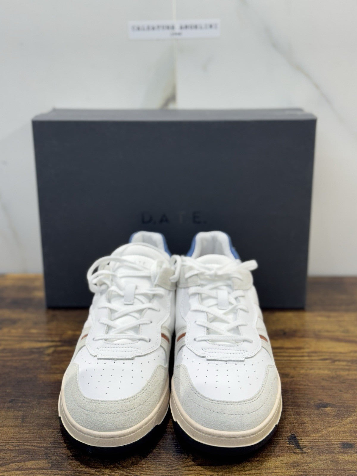 D.A.T.E Court 2.0 Sneaker Pelle Bianco Blu    Casual Uomo 45