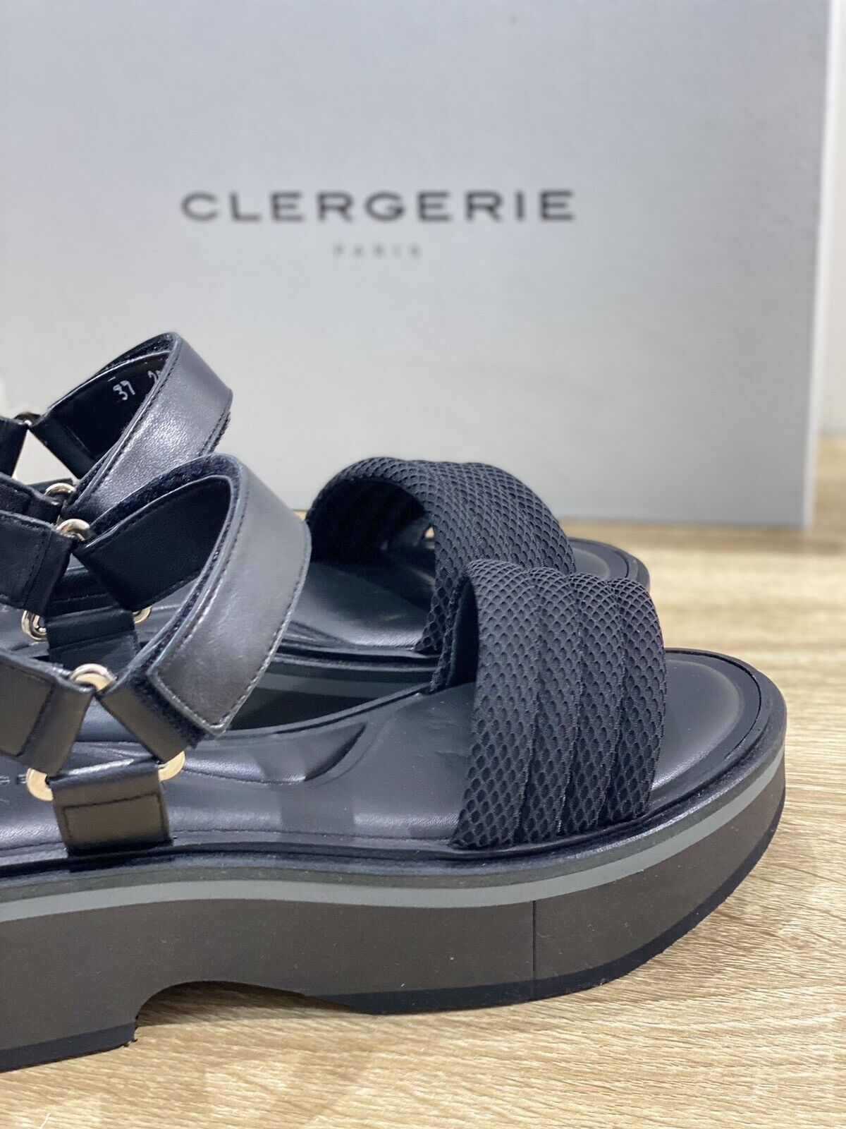 Clergerie Sandalo Donna Fera Nero Pelle E Tex Luxury Clergerie Sandal 37