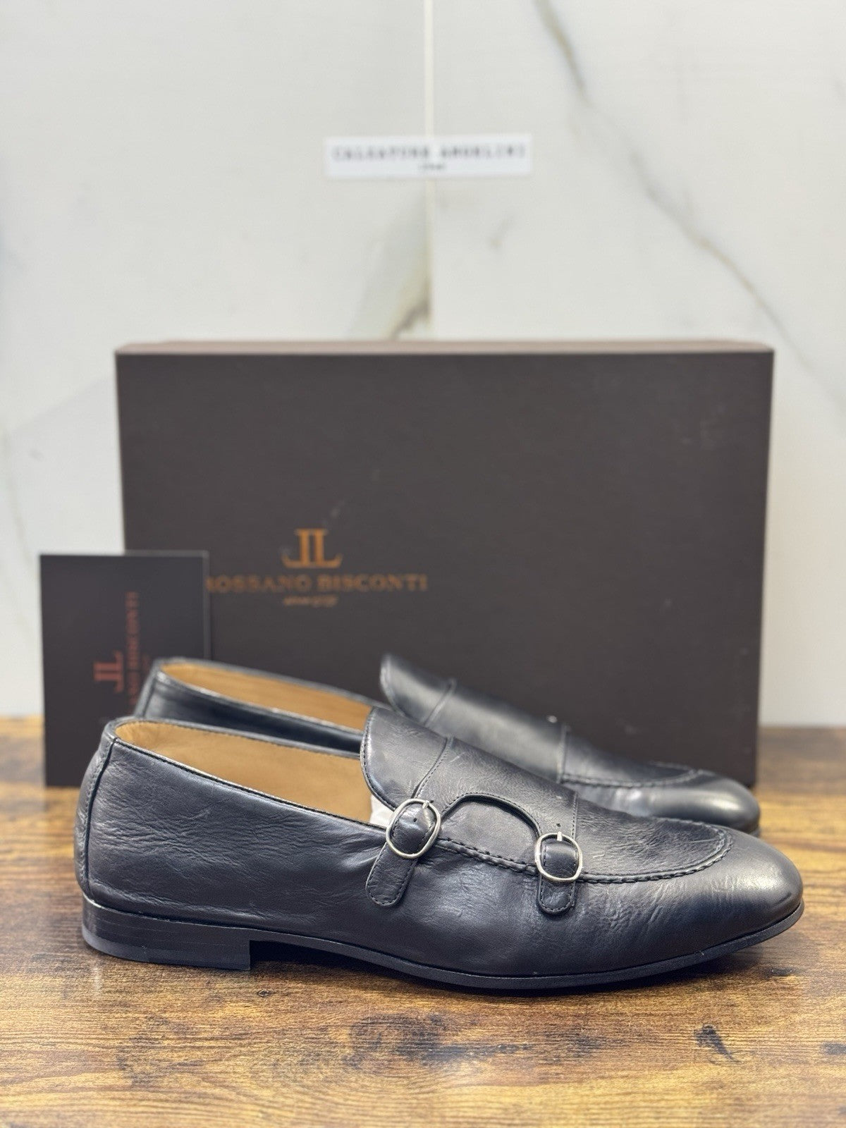 Rossano Bisconti Mocasisno  Uomo Doppia Fibbia Nero   Fully Made In Italy 44