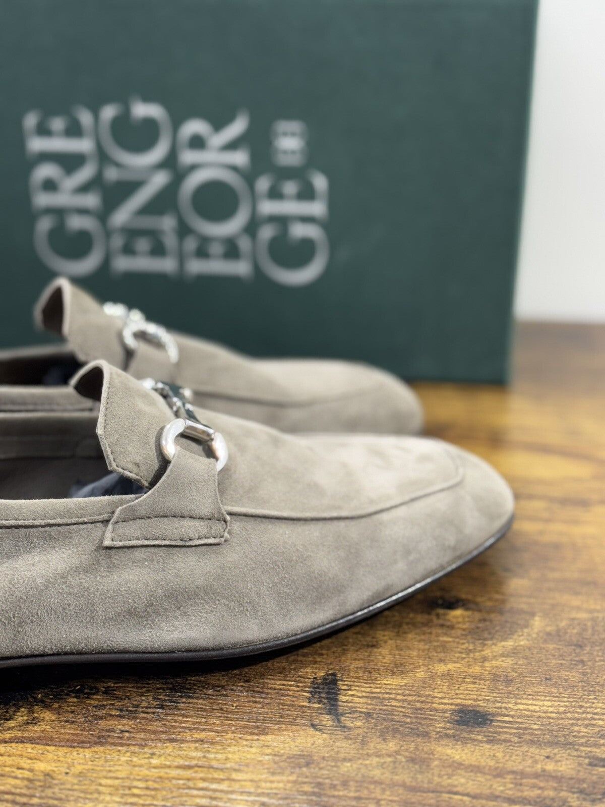 Green George Scarpa Uomo Mocassino   Pelle Suede Talpa  Luxury Handmade 44