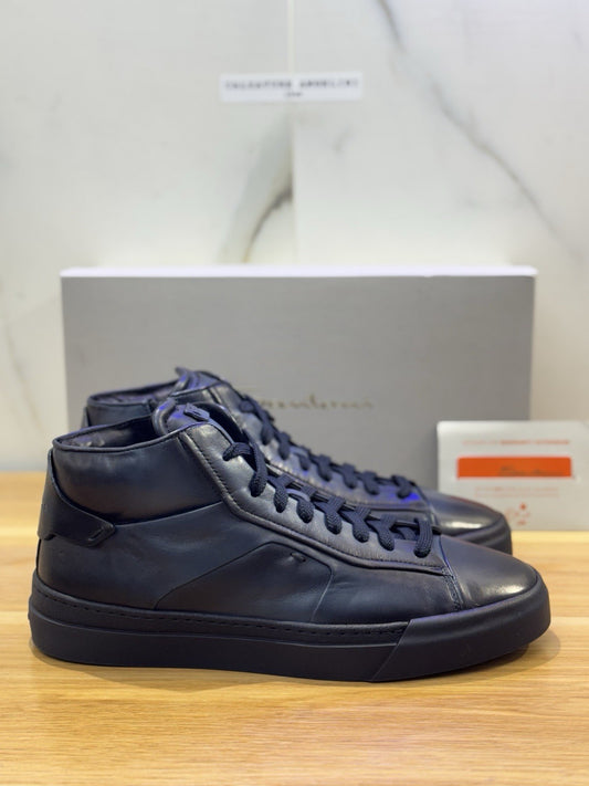 Santoni Icon  High Sneaker Pelle   Blu  Luxury Santoni Scarpa Uomo 43