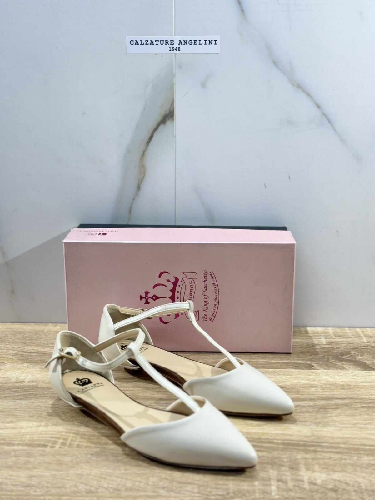 L’ARIANNA Scarpa Donna Ballerina     Pelle  Latte      Made In Italy 36