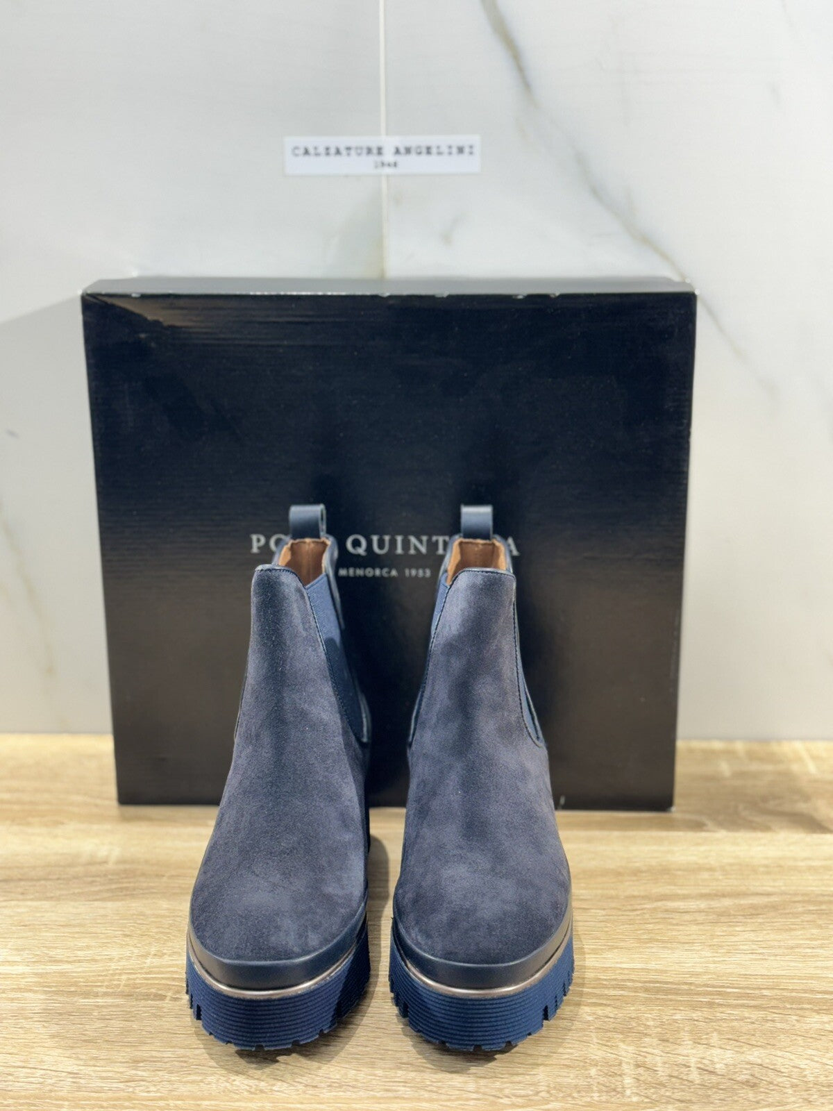 Pons Quintana Stivaletto Donna Carm B Suede Blu  Zeppa  Luxury Boot 40